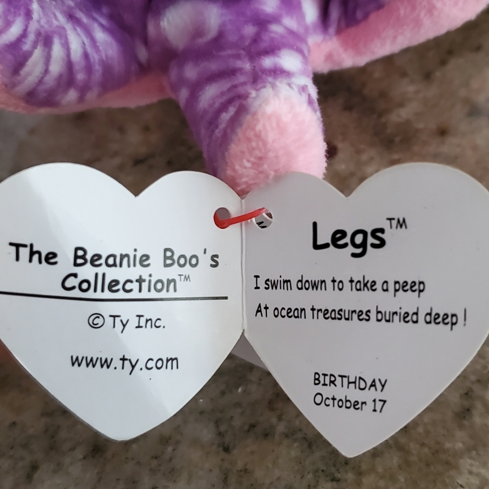 TY Beanie Boo "Legs" Purple and White Octopus 2014 (4") - NWT - Picture 7 of 10